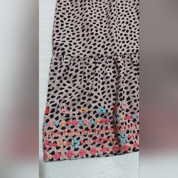 Savanna Jane Leopard Tiered Ruffle Embroidered Babydoll Dress Size M - Picture 7 of 12